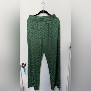 Chevron Green Textured trousers